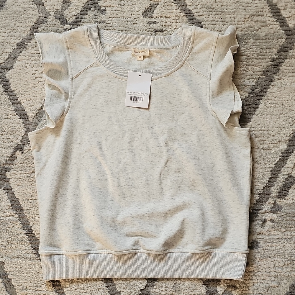 Women's Gray Ruffle Sleeve Top